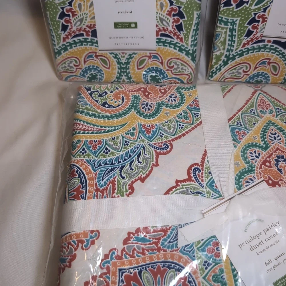 Pottery Barn Penelope Paisley Duvet Cover Full/Queen & 2x Standard Pillow Shams